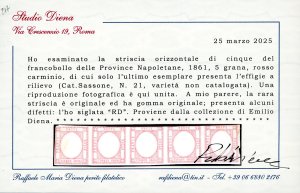 1861 - 5 grana rosso carminio ... 