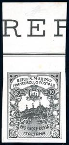 1916 - 10 + 5 cent. Croce Rossa, prova di ... 
