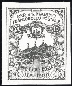 1916 - 10 + 5 cent. Croce Rossa, prova in ... 