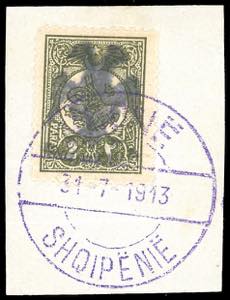 ALBANIA 1913 - 2 para oliva soprastampato ... 