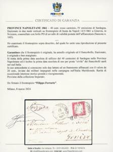 1861 - 40 cent. rosso carminio IV ... 