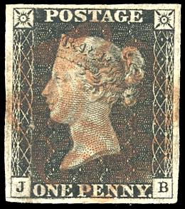 GRAN BRETAGNA 1840 - 1 p. nero Penny black ... 
