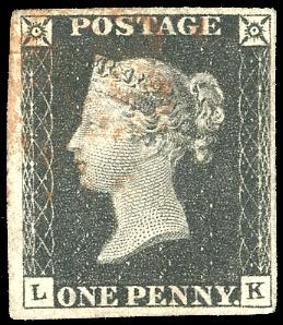 GRAN BRETAGNA 1840 - 1 p. nero Penny black ... 