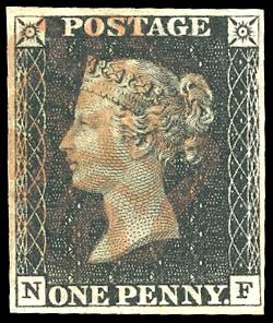 GRAN BRETAGNA 1840 - 1 p. nero Penny black ... 