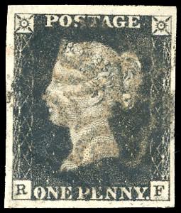 GRAN BRETAGNA 1840 - 1 p. nero Penny black ... 
