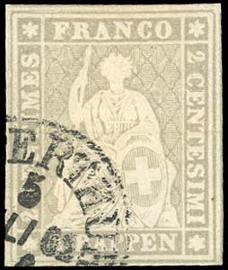 SVIZZERA 1862 - 2 r. bruno grigio, Strubel, ... 
