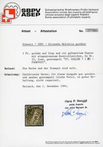 SVIZZERA 1881 - 1 fr. oro, ... 