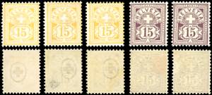 SVIZZERA 1882/99 - 15 cent. giallo, tre ... 