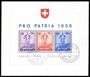 SVIZZERA FOGLIETTI 1936 - Pro Patria ... 
