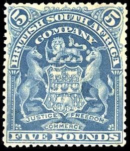 RHODESIA-BRITISH COLONIES 1897 - 5 £ deep ... 
