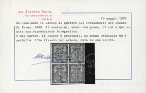 1852 - 15 cent. rosa (3), blocco ... 