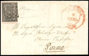 1852 - 15 cent. rosa (3), bordo di foglio in ... 