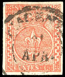 1853 - 15 cent. vermiglio, entrambe le ... 
