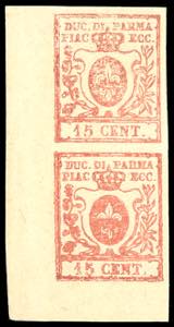 1859 - 15 cent. vermiglio (9), coppia ... 