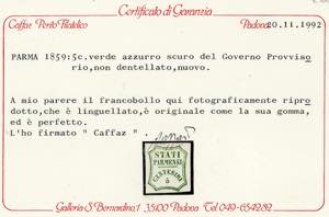 1859 - 5 cent. verde azzurro, I ... 