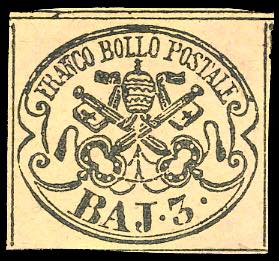 1863 - 3 baj bruno rosaceo chiaro, carta ... 