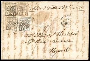 1853 - 5 baj rosa chiaro, tre esempalri con ... 