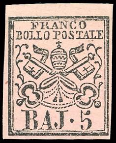 1859 - 5 baj rosa carminio (6A), nuovo, ... 