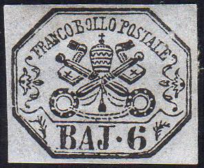 1864 - 6 baj lilla grigio (7A), gomma ... 