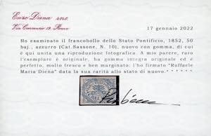 1852 - 50 baj azzurro (10), nuovo, ... 