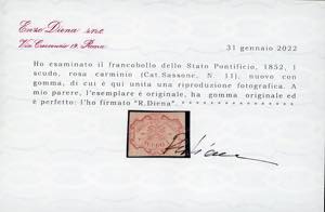 1852 - 1 scudo rosa carminio (11), ... 