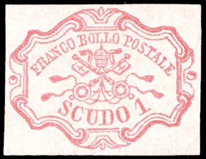 1852 - 1 scudo rosa carminio (11), nuovo, ... 