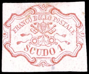 1852 - 1 scudo rosa carminio (11), nuovo, ... 