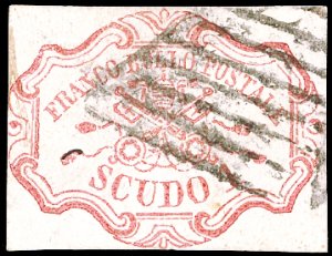 1852 - 1 scudo rosa carminio (11), usato, ... 