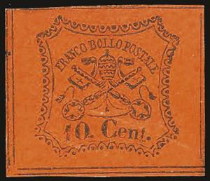 1867 - 10 cent. vermiglio arancio (17), ... 