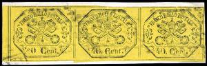1867 - 40 cent. giallo, striscia orizzontale ... 