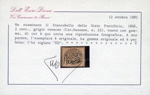 1868 - 3 cent. grigio rosa (23), ... 