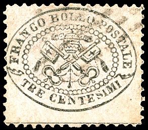 1868 - 3 cent. grigio rosa (23), usato, ... 