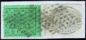 1868 - 3 cent. grigio, 2 cent. verde chiaro ... 