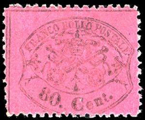 1868 - 80 cent. rosa carminato, Fragolone ... 