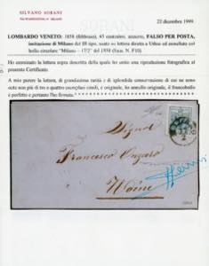 FALSI PER POSTA 1858 - 45 cent. ... 
