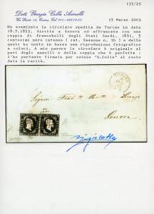 1853 - 5 cent. nero intenso (1b), ... 