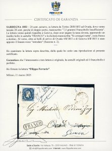 1853 - 20 cent. azzurro (2), ... 