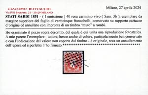 1851 - 40 cent. rosa carminio vivo ... 
