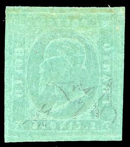 1853 - 5 cent. verde (4), nuovo, ... 
