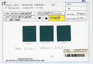 1853 - 5 cent. verde (4), nuovo, ... 