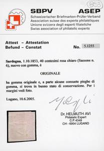 1853 - 40 cent. rosa chiaro (6), ... 