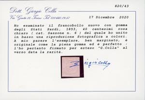 1853 - 40 cent. rosa chiaro (6), ... 