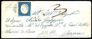 1855 - 20 cent. azzurro (8), tre ottimi ... 