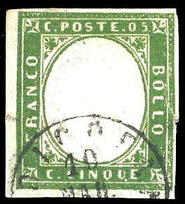 1863 - 5 cent. verde olivastro (13Dc), ... 