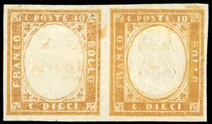 1863 - 10 cent. bistro, coppia orizzontale ... 