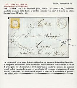 1862 - 80 cent. giallo (17Da), ... 