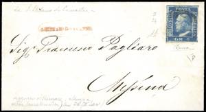 1859 - 2 grana azzurro oltremare, ... 