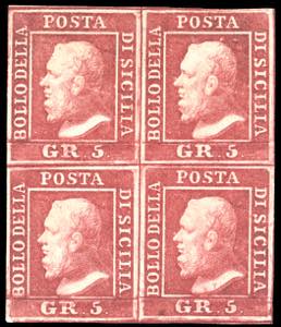 1859 - 5 grana carminio, I tavola ... 