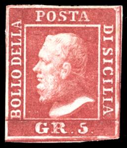 1859 - 5 grana carminio scuro, I ... 