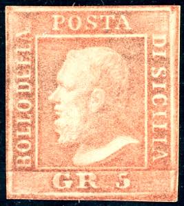 1859 - 5 grana vermiglio chiaro, I tavola, ... 